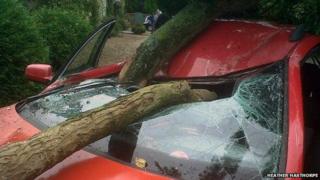 Wreckage of VW Passat at Wolterton