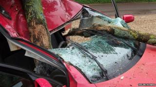 Wreckage of VW Passat at Wolterton