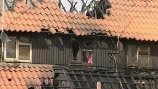 Fire-damaged homes in Basildon