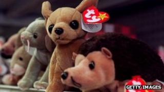 Beanie Babies on store shelf