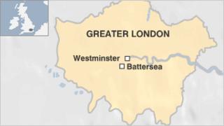 Map showing Battersea