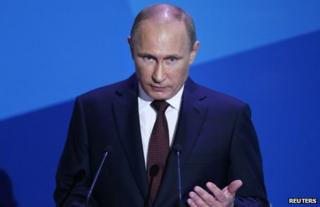 Russian President Vladimir Putin speaking in Valdai, Russia, 19 September