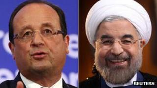 Francois Hollande and Hassan Rouhani