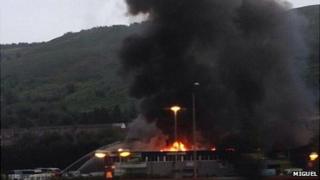 Eight fire crews were sent to the scene with the blaze spreading to three factory units