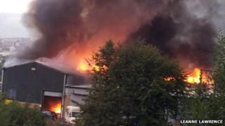 The fire service said six factory units inside the building were 'well alight'
