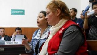 Andrea Waldeck in court in Surabaya