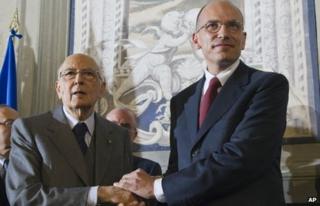 Giorgio Napolitano (left) and Enrico Letta