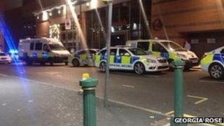 Police cars on Broad Street