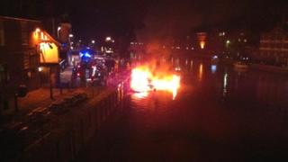 The scene of the fire on the River Ouse in York