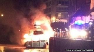 The scene of the fire on the River Ouse in York