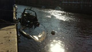 The scene of the fire on the River Ouse in York