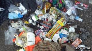 Pile of rubbish collected on Ben Nevis