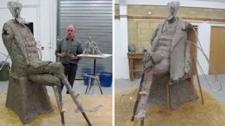 The Charles Dickens statue in progress