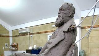 The Charles Dickens statue in progress