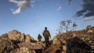 File picture of opposition fighters in Idlib province, Syria