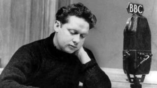 Dylan Thomas making a broadcast at the BBC in 1946