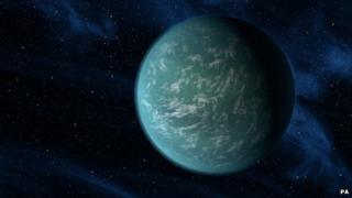 Artists impression: a planet discovered by the Kepler space telescope that sits in the habitable zone of a Sun-like star