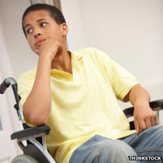 Teenage boy in wheelchair