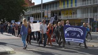 Teachers marching in Southampton