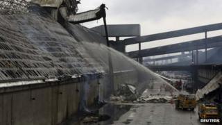 Sugar fire in the port of Santos