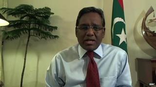 Maldives President Mohamed Waheed interviewed by the BBC in his office