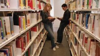 Students in library