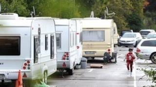 Caravans parked in the Royal Gwent staff car park