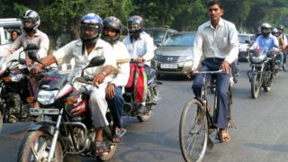 Indian cyclist on a Delhi street