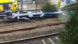 The damaged rolling stock