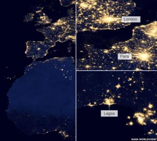 Lagos and London by night
