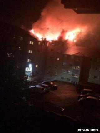 The fire was well-developed when firefighters arrived at the flats