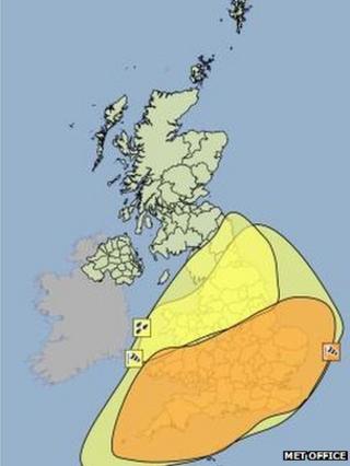 The severe weather looks set to miss Scotland
