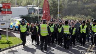 Newcastle fans and police