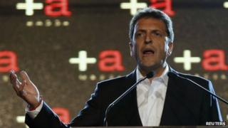 Sergio Massa at his victory rally on 27 October 2013