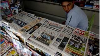 Newspaper stand in Argentina