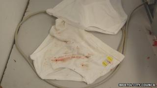 Y-front underpants used to clean Hamza Poultry Limited