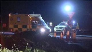 Emergency vehicles at the scene of the A1 crash
