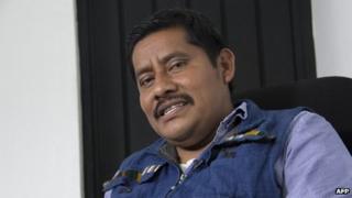 Mexican indigenous teacher Alberto Patishtan is seen in jail in San Cristobal de las Casas on 13 September, 2013