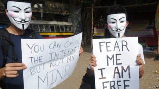 File photo of a protest against internet censorship in Bangalore