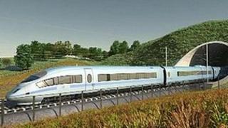 Mock-up image of HS2 train