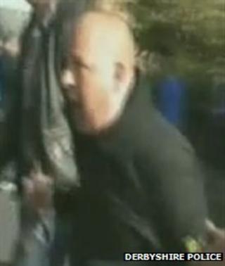 CCTV footage of a man at a Chesterfield v Mansfield football match