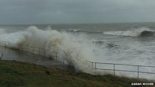 The froth at Amroth - BBC Pembrokeshire reporter Sarah Moore took this photo of the swell on the coast