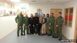 Panamera fishermen with helicopter rescue crew