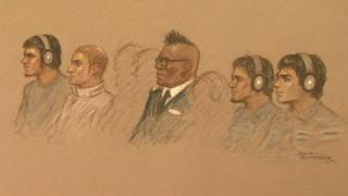 Court drawing of Old Bailey trial