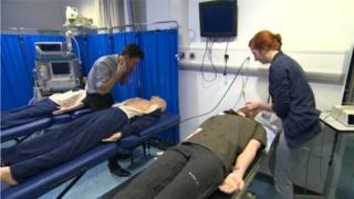 Medical students on training exercise at Queens University School of Medicine