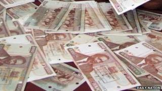 Counterfeit Kenyan notes