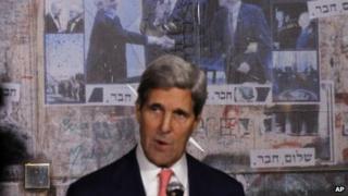 US Secretary of State John Kerry marks the 18th anniversary of Yitzhak Rabin's assassination in Tel Aviv