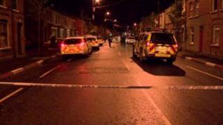 The scene of the arrests in south Belfast