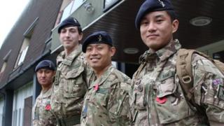 Members of the 248 Gurkha Signal Soldiers