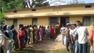 Voters at a polling station in Chhattisgarh